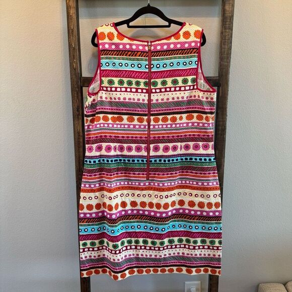 Talbots Flowers and Stripes Retro Sleeveless Pique Sheath Dress - Picture 7 of 7